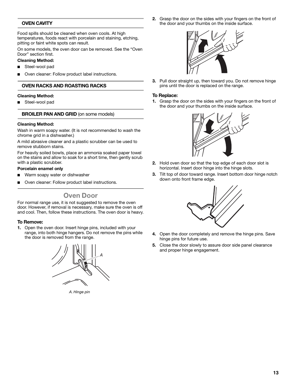 Oven door | Amana STANDARD CLEANING GAS RANGE W10533015A User Manual | Page 13 / 16