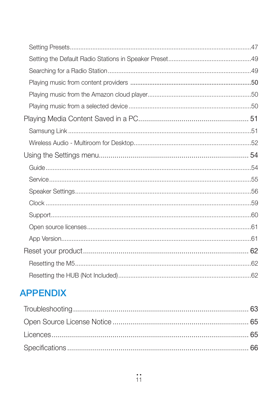 Appendix | Samsung WAM550-ZA User Manual | Page 11 / 70