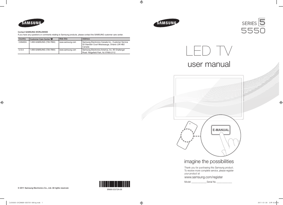 Samsung UN40D5550RFXZA User Manual | 22 pages