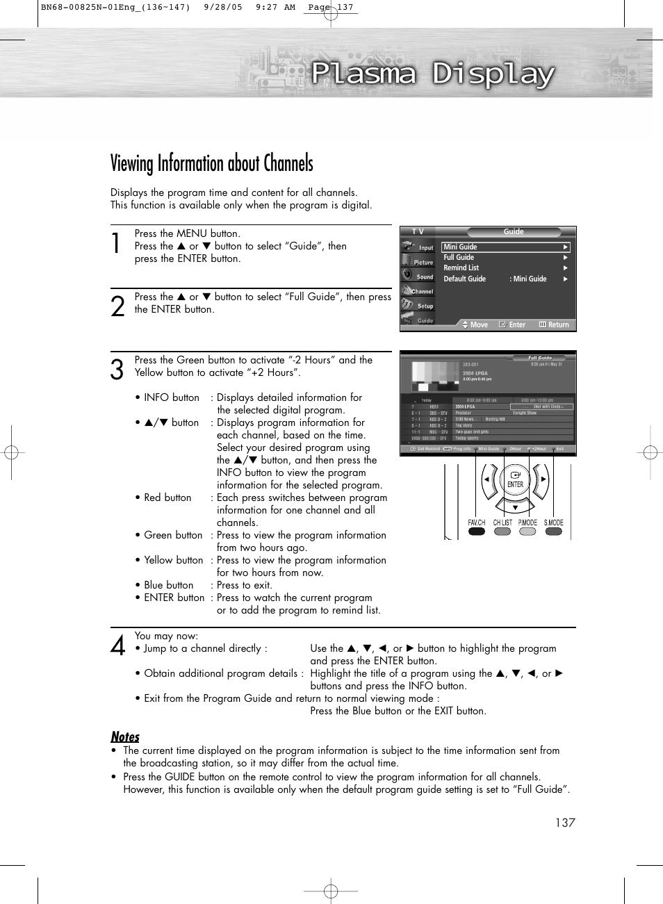 Viewing information about channels | Samsung HPR6372X-XAA User Manual | Page 137 / 148