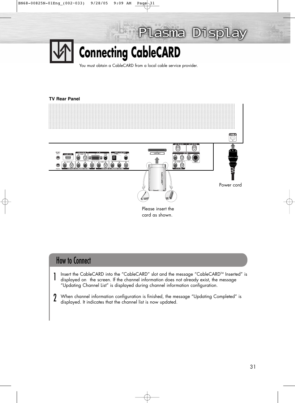 Connecting cablecard, How to connect | Samsung HPR6372X-XAA User Manual | Page 31 / 148