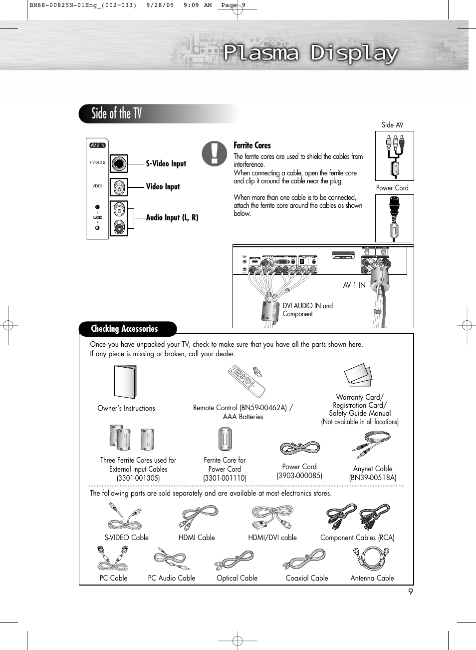 Side of the tv | Samsung HPR6372X-XAA User Manual | Page 9 / 148