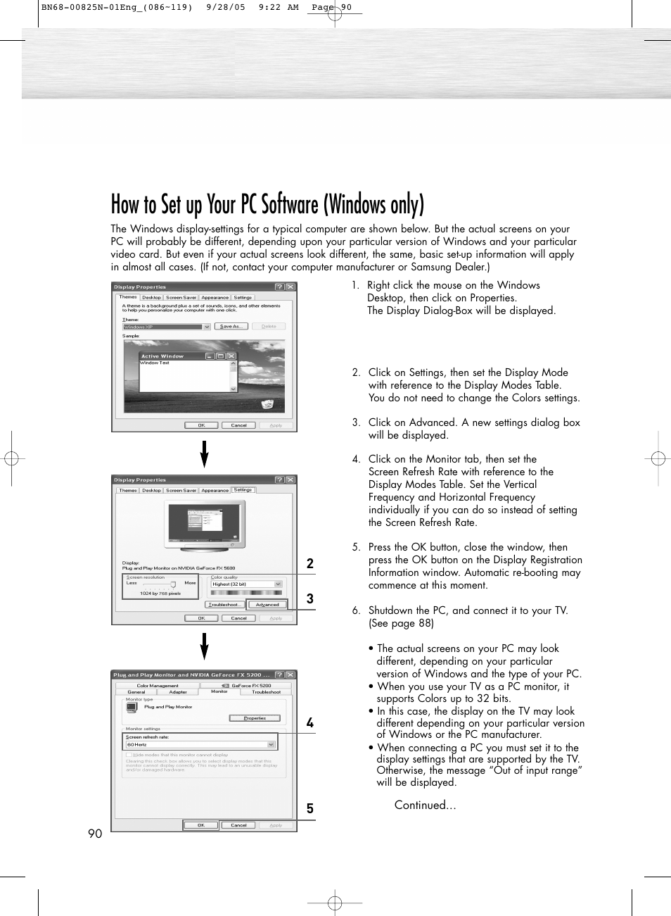 How to set up your pc software (windows only) | Samsung HPR6372X-XAA User Manual | Page 90 / 148