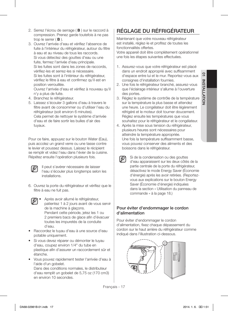 Réglage du réfrigérateur | Samsung RS25H5121SR-AA User Manual | Page 81 / 96