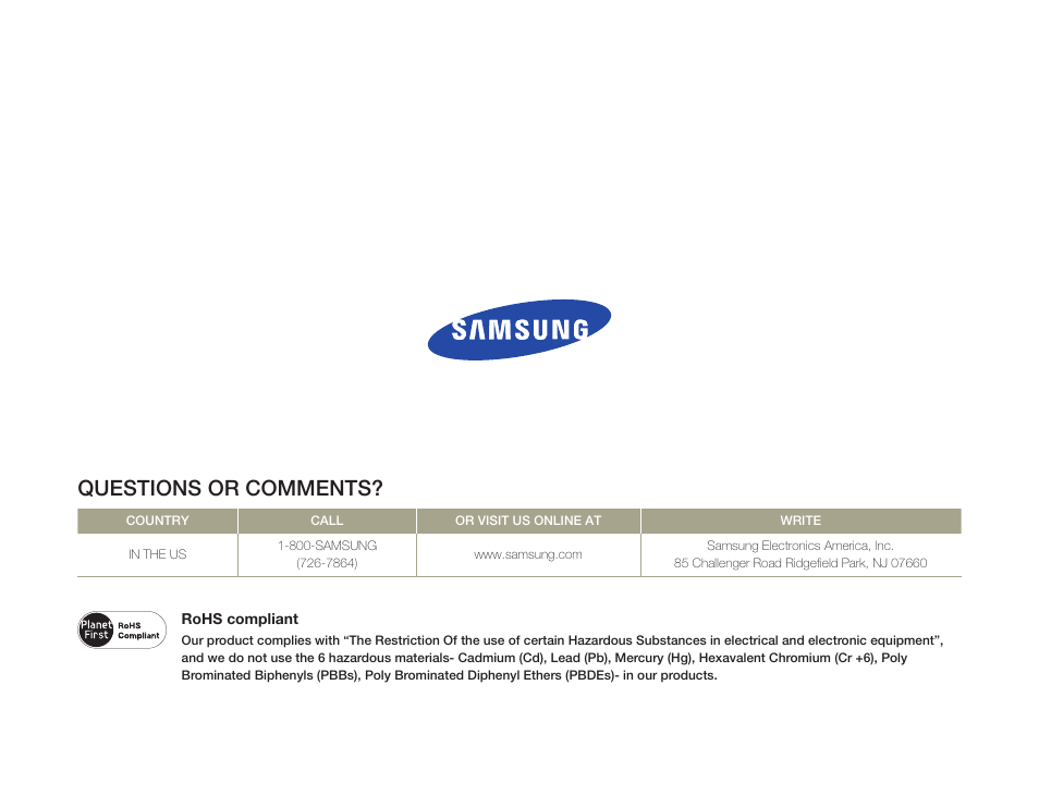 Questions or comments | Samsung HMX-QF30BN-XAA User Manual | Page 133 / 133