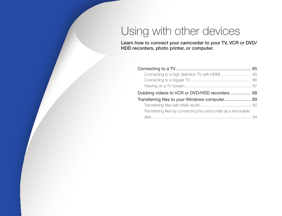 Using with other devices | Samsung HMX-QF30BN-XAA User Manual | Page 88 / 133