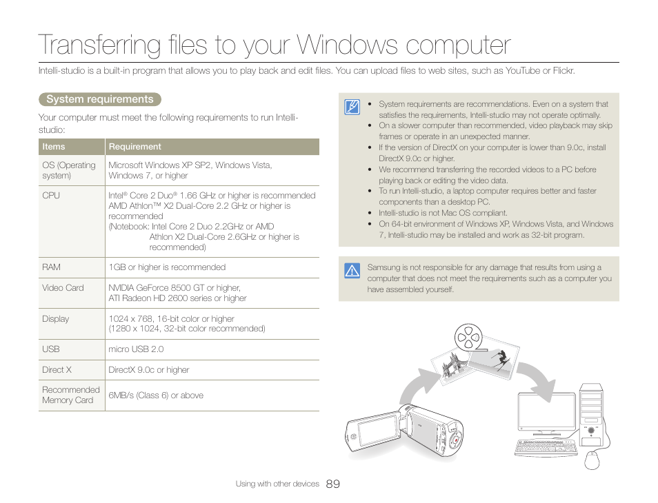 Transferring files to your windows computer | Samsung HMX-QF30BN-XAA User Manual | Page 93 / 133