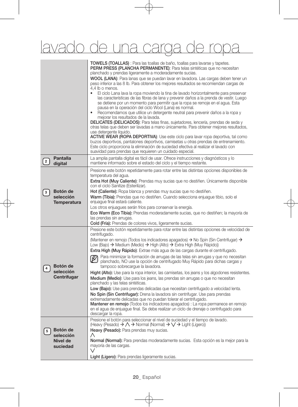 Lavado de una carga de ropa | Samsung WF56H9100AG-A2 User Manual | Page 108 / 132