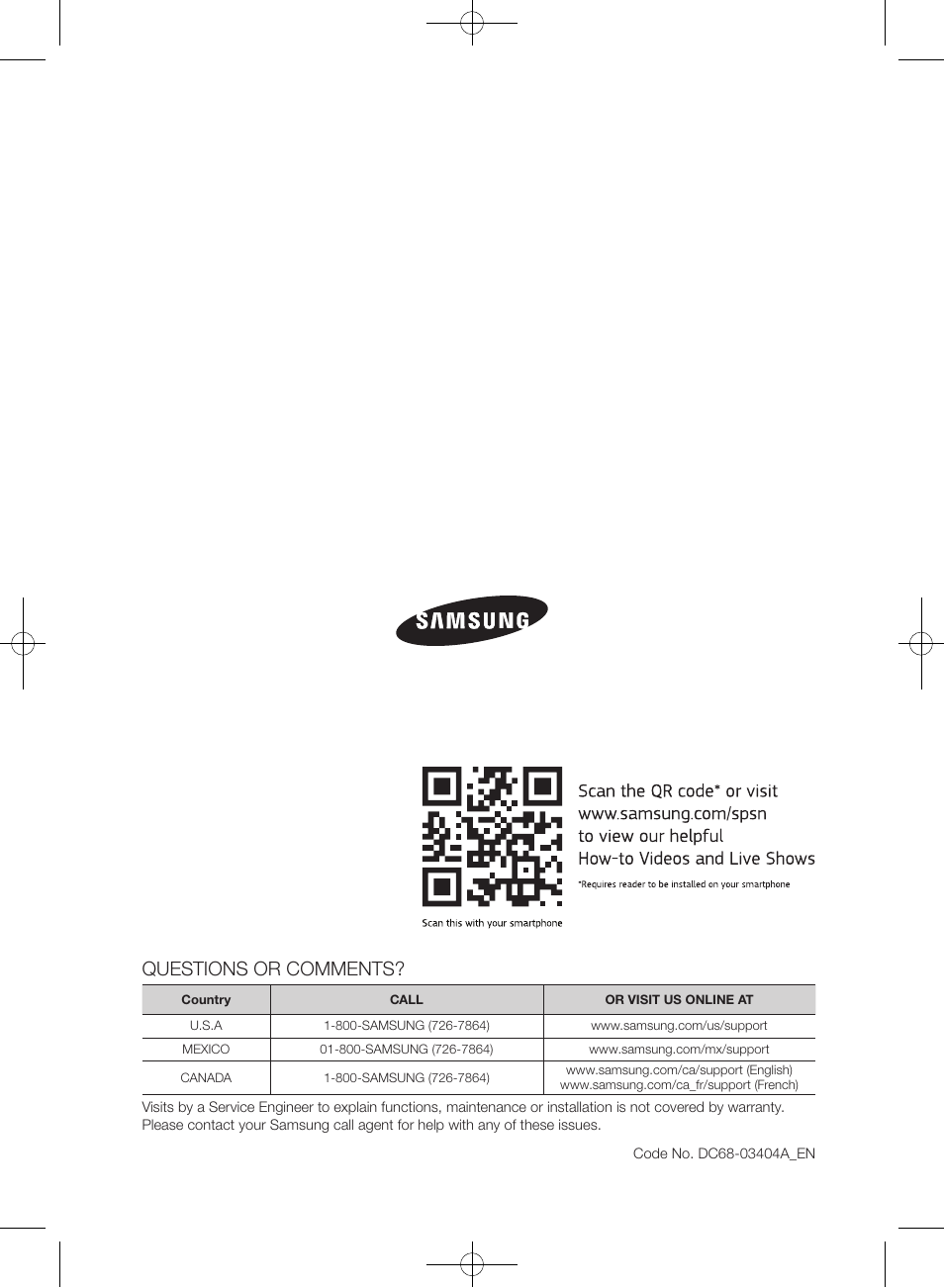 Questions or comments | Samsung WF56H9100AG-A2 User Manual | Page 44 / 132