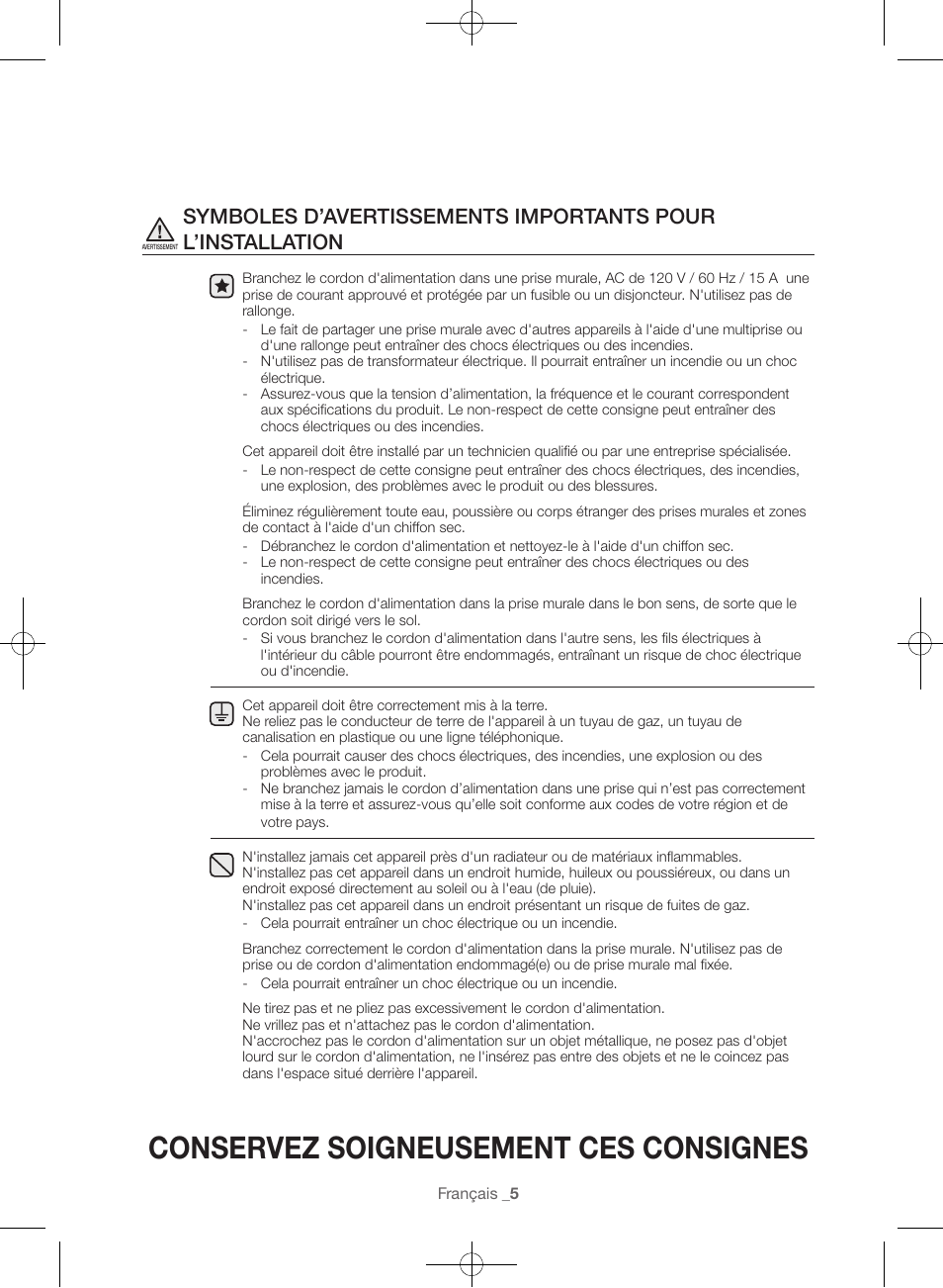 Conservez soigneusement ces consignes | Samsung WF56H9100AG-A2 User Manual | Page 49 / 132