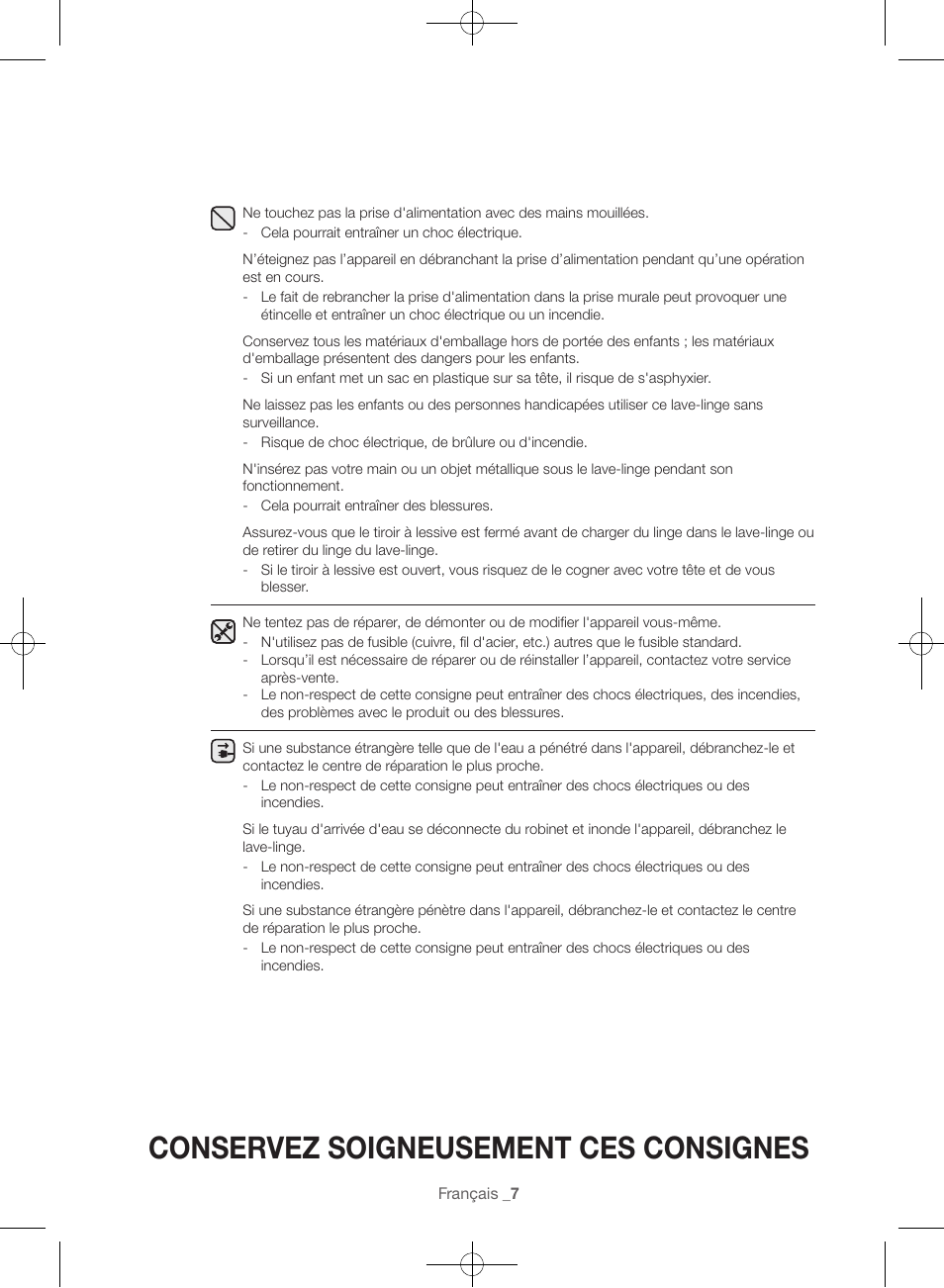 Conservez soigneusement ces consignes | Samsung WF56H9100AG-A2 User Manual | Page 51 / 132