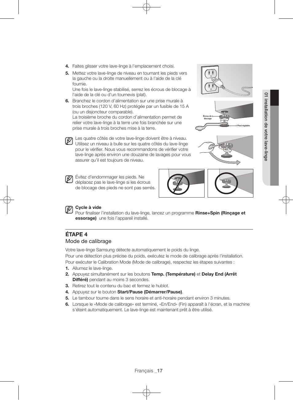 Étape 4 mode de calibrage | Samsung WF56H9100AG-A2 User Manual | Page 61 / 132