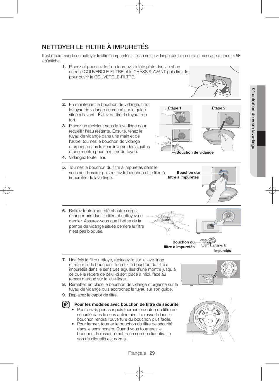 Nettoyer le filtre à impuretés | Samsung WF56H9100AG-A2 User Manual | Page 73 / 132