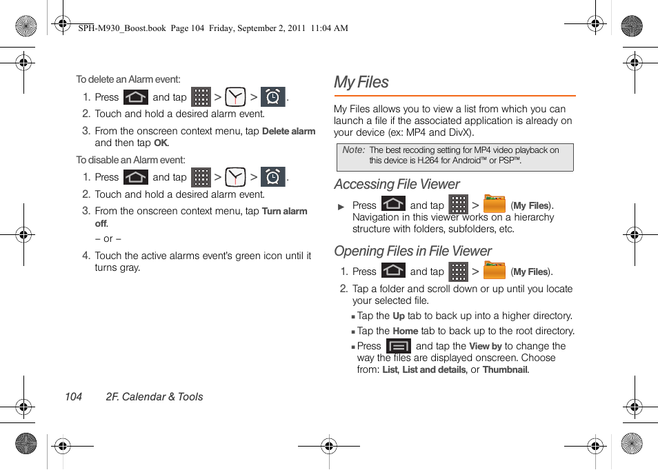 My files, Accessing file viewer, Opening files in file viewer | Samsung SPH-M930ZKABST User Manual | Page 118 / 227
