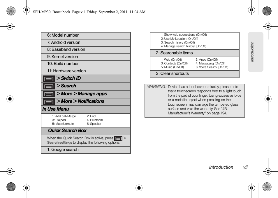 Switch id, Quick search box | Samsung SPH-M930ZKABST User Manual | Page 13 / 227
