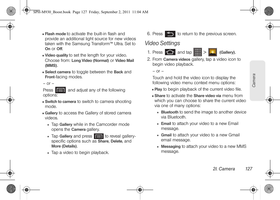 Video settings | Samsung SPH-M930ZKABST User Manual | Page 141 / 227