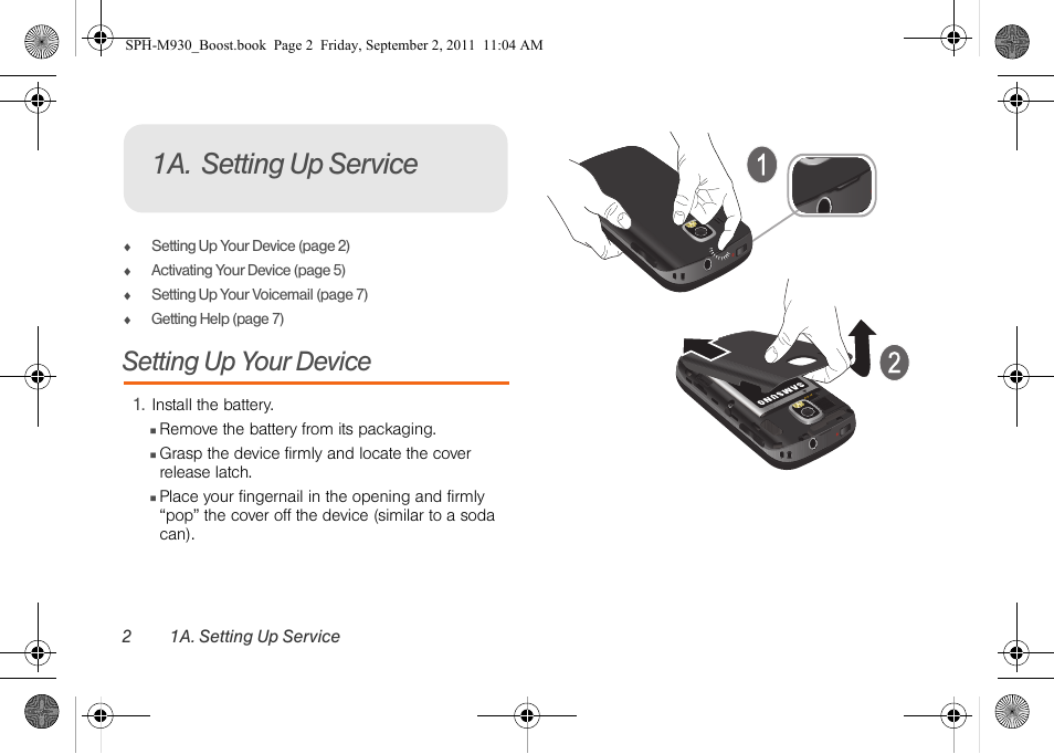 1a. setting up service, Setting up your device | Samsung SPH-M930ZKABST User Manual | Page 16 / 227