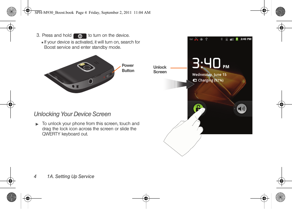Unlocking your device screen | Samsung SPH-M930ZKABST User Manual | Page 18 / 227