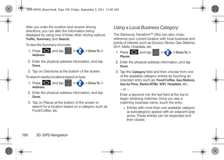 Using a local business category | Samsung SPH-M930ZKABST User Manual | Page 194 / 227