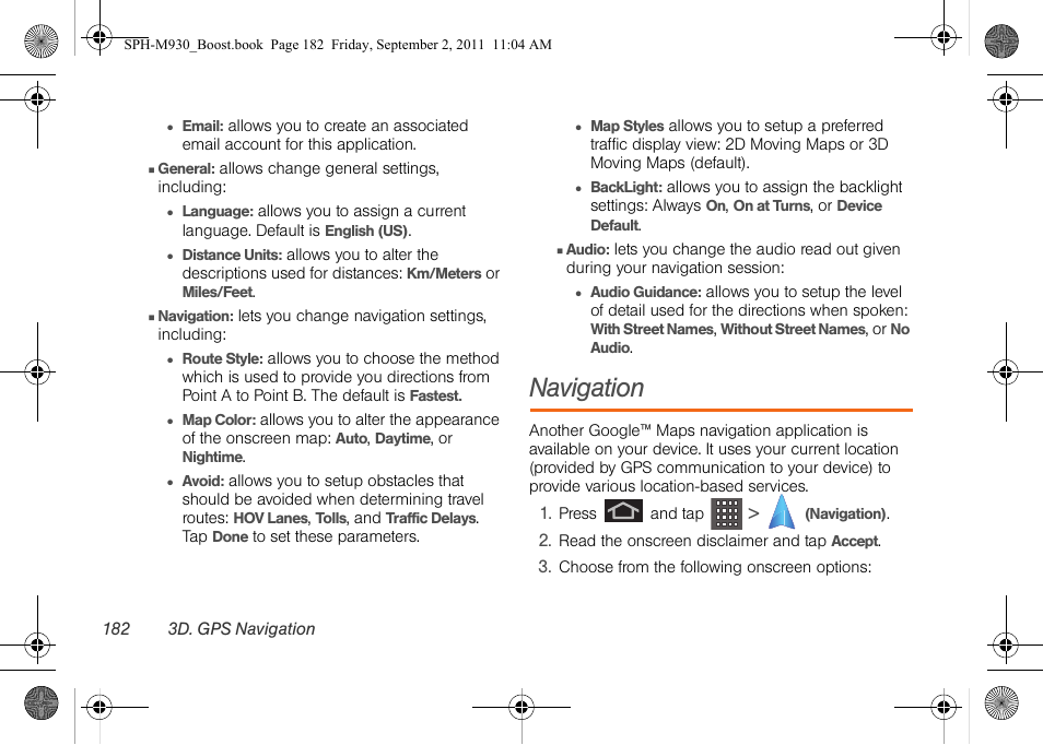 Navigation | Samsung SPH-M930ZKABST User Manual | Page 196 / 227