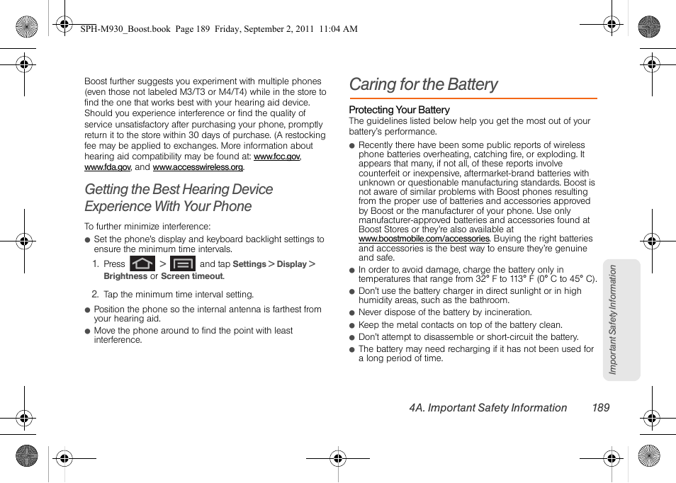 Caring for the battery | Samsung SPH-M930ZKABST User Manual | Page 203 / 227
