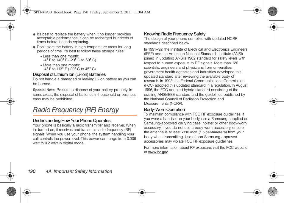 Radio frequency (rf) energy | Samsung SPH-M930ZKABST User Manual | Page 204 / 227