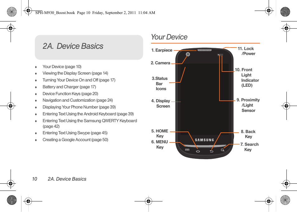 2a. device basics, Your device | Samsung SPH-M930ZKABST User Manual | Page 24 / 227