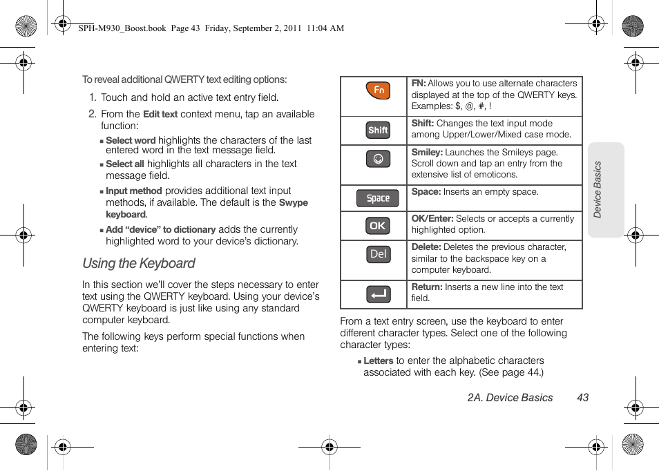 Using the keyboard | Samsung SPH-M930ZKABST User Manual | Page 57 / 227