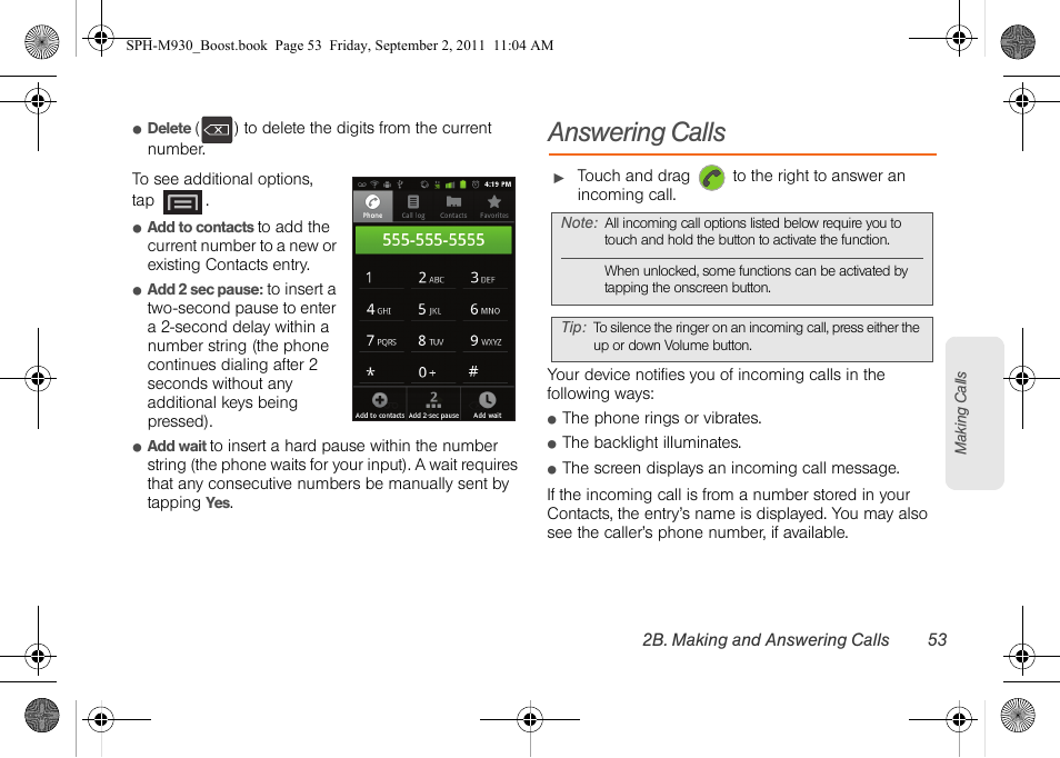 Answering calls | Samsung SPH-M930ZKABST User Manual | Page 67 / 227