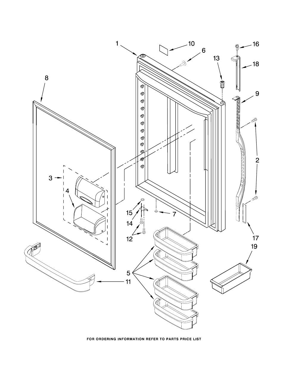 Refrigerator door, Refrigerator door parts | Amana ABB2221FEB1 User Manual | Page 7 / 15