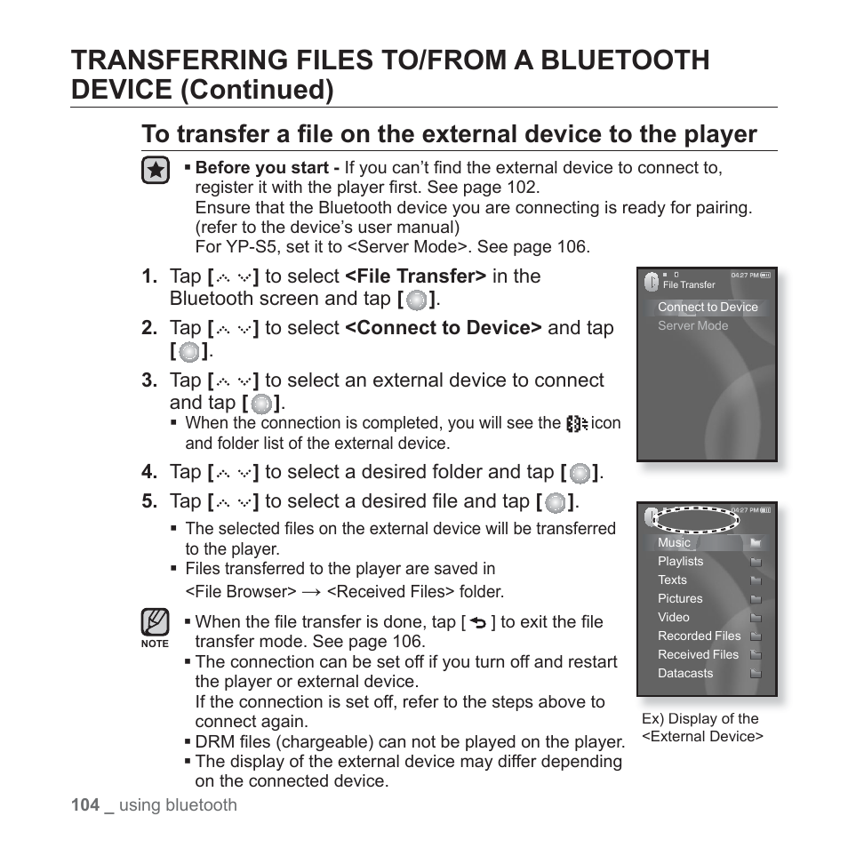 Samsung YP-S5JQB-XAA User Manual | Page 104 / 125