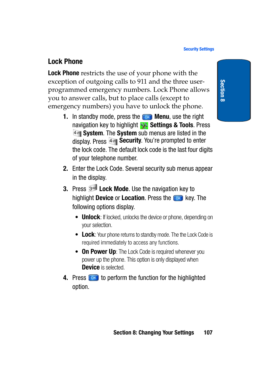 Lock phone | Samsung SCH-A970ZSVXAR User Manual | Page 107 / 198