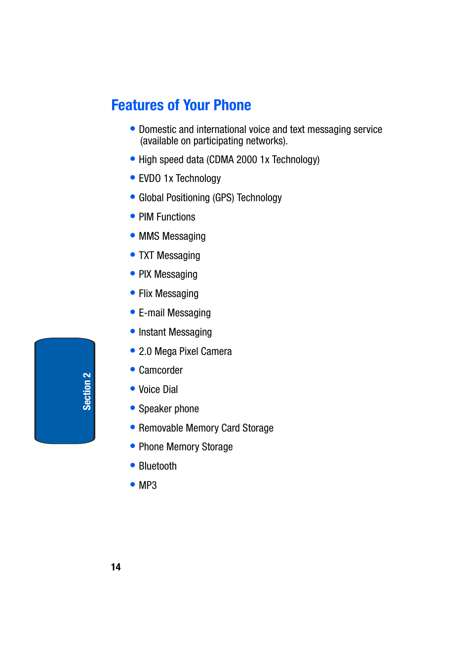 Features of your phone | Samsung SCH-A970ZSVXAR User Manual | Page 14 / 198