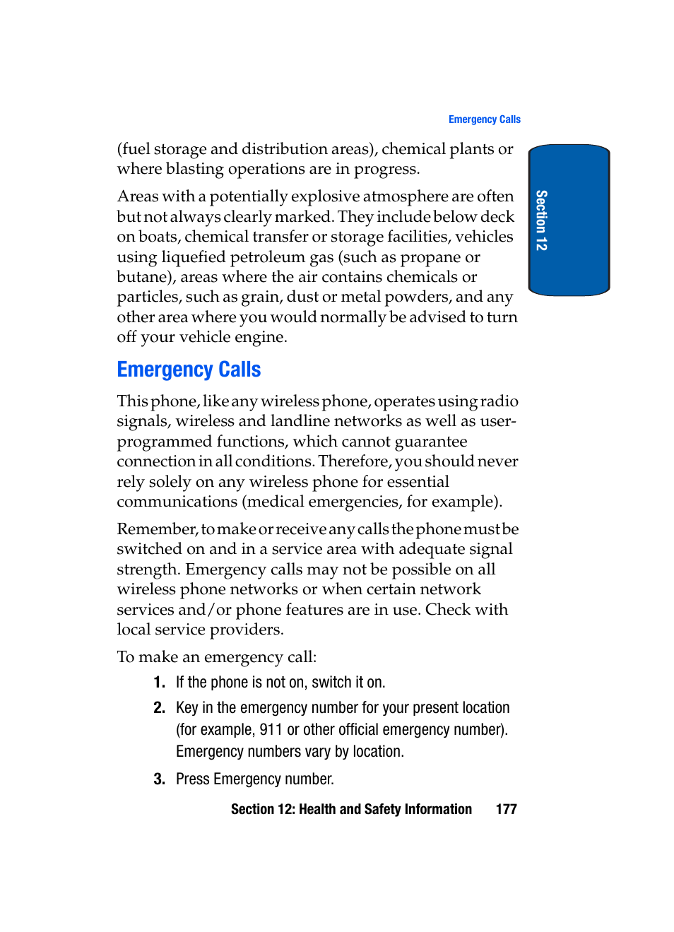 Emergency calls | Samsung SCH-A970ZSVXAR User Manual | Page 177 / 198