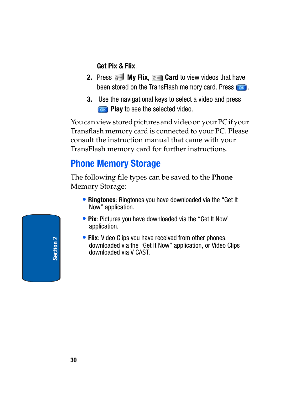 Phone memory storage | Samsung SCH-A970ZSVXAR User Manual | Page 30 / 198