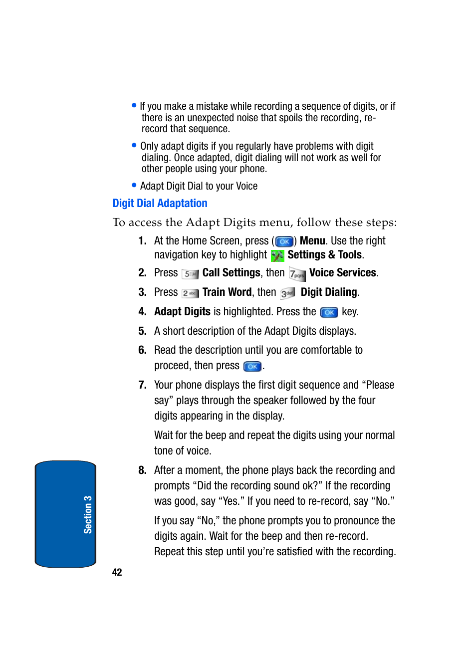 Digit dial adaptation | Samsung SCH-A970ZSVXAR User Manual | Page 42 / 198