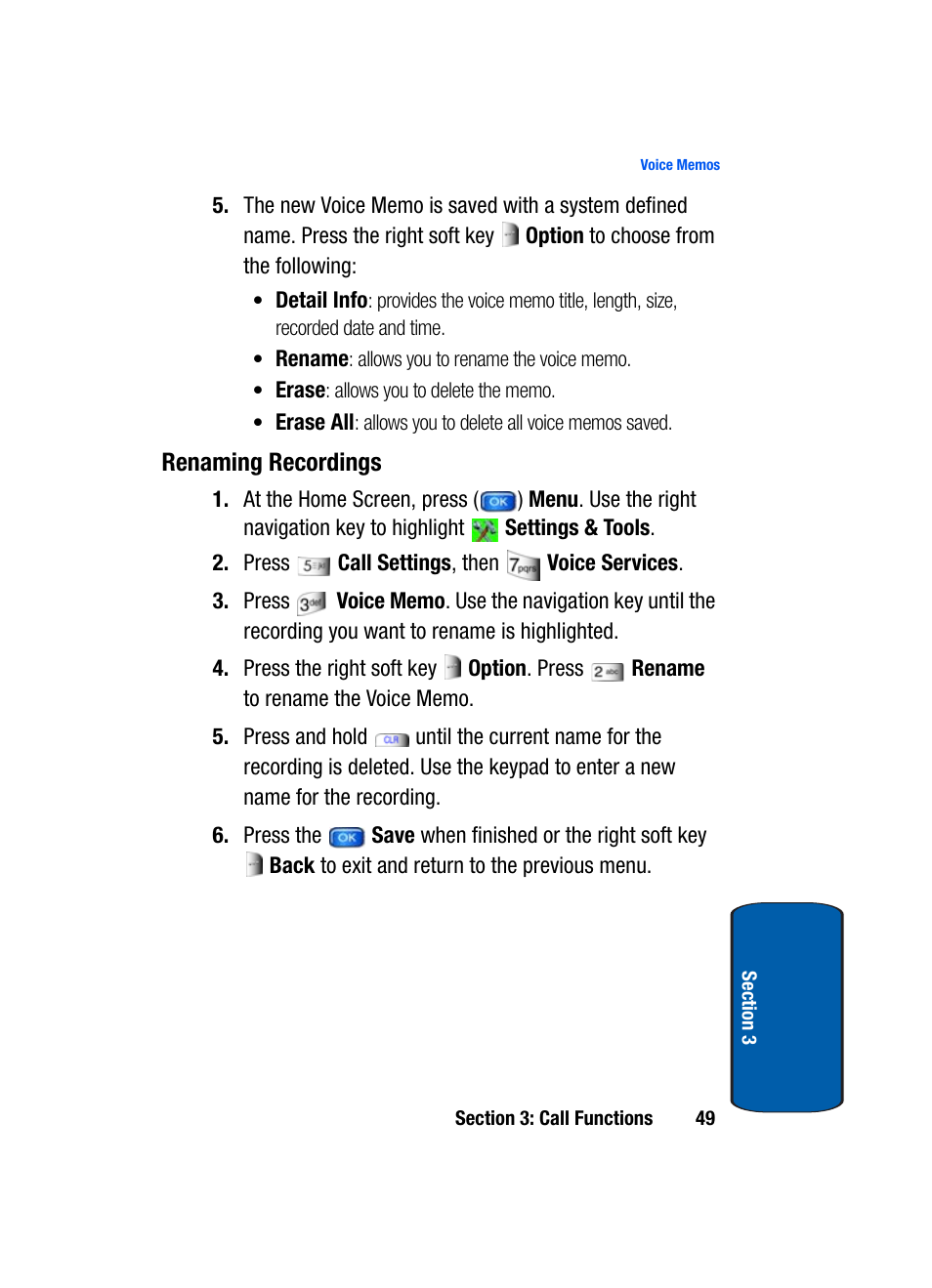 Renaming recordings | Samsung SCH-A970ZSVXAR User Manual | Page 49 / 198