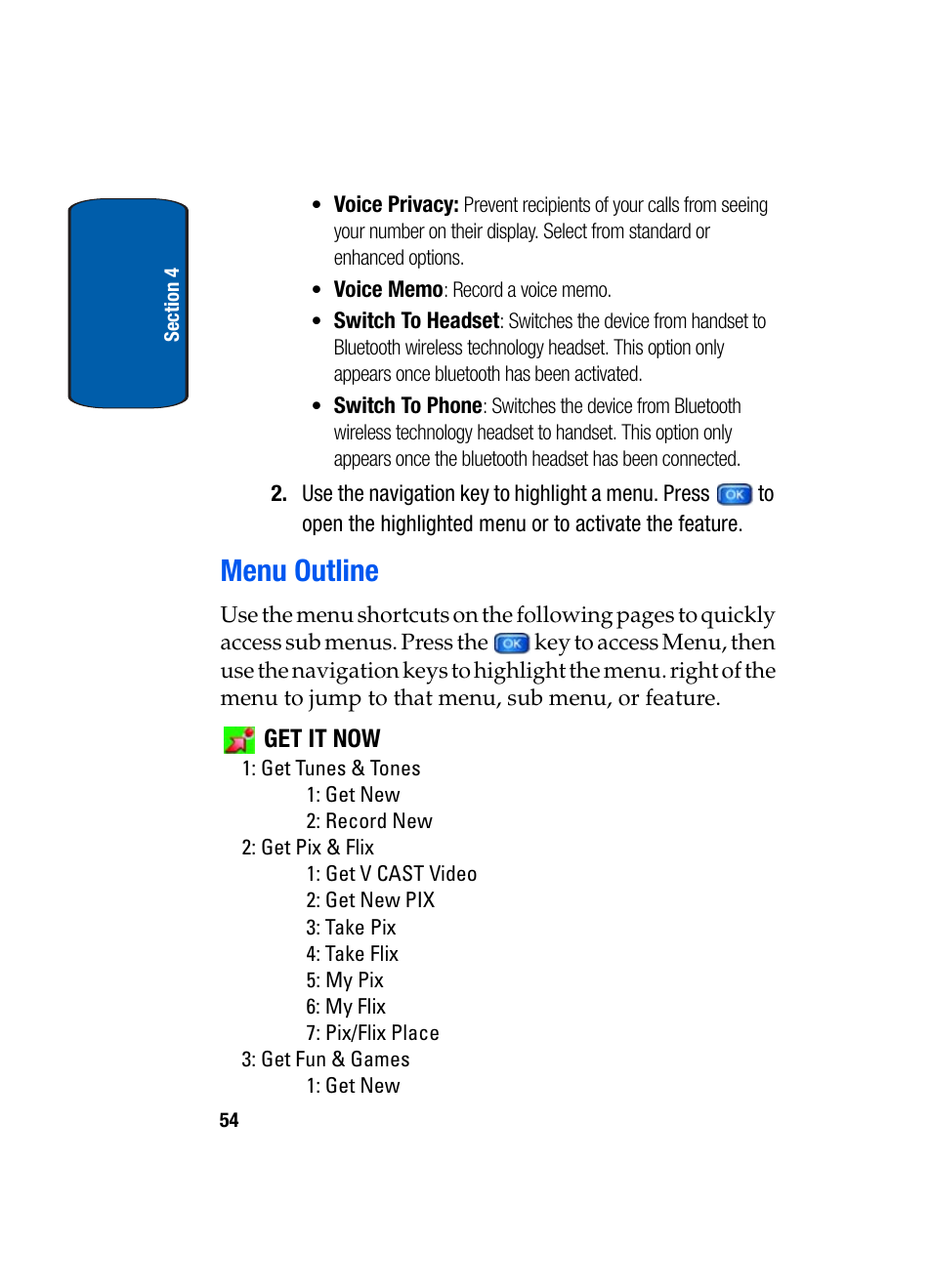 Menu outline | Samsung SCH-A970ZSVXAR User Manual | Page 54 / 198