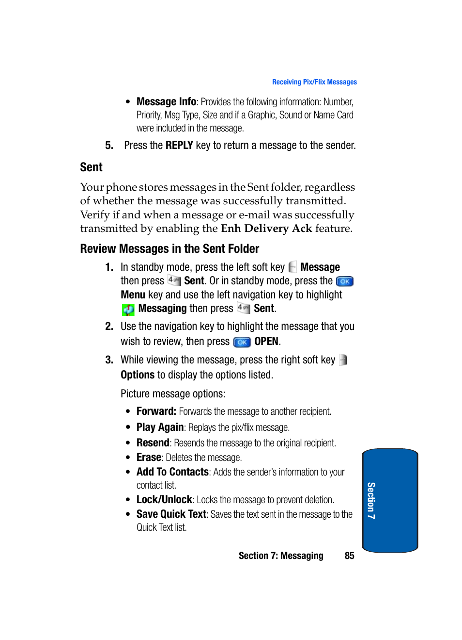 Sent, Review messages in the sent folder | Samsung SCH-A970ZSVXAR User Manual | Page 85 / 198