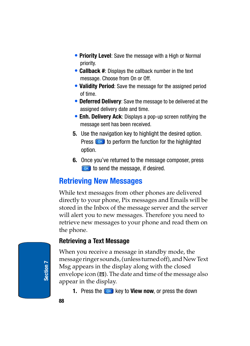 Retrieving new messages, Retrieving a text message | Samsung SCH-A970ZSVXAR User Manual | Page 88 / 198