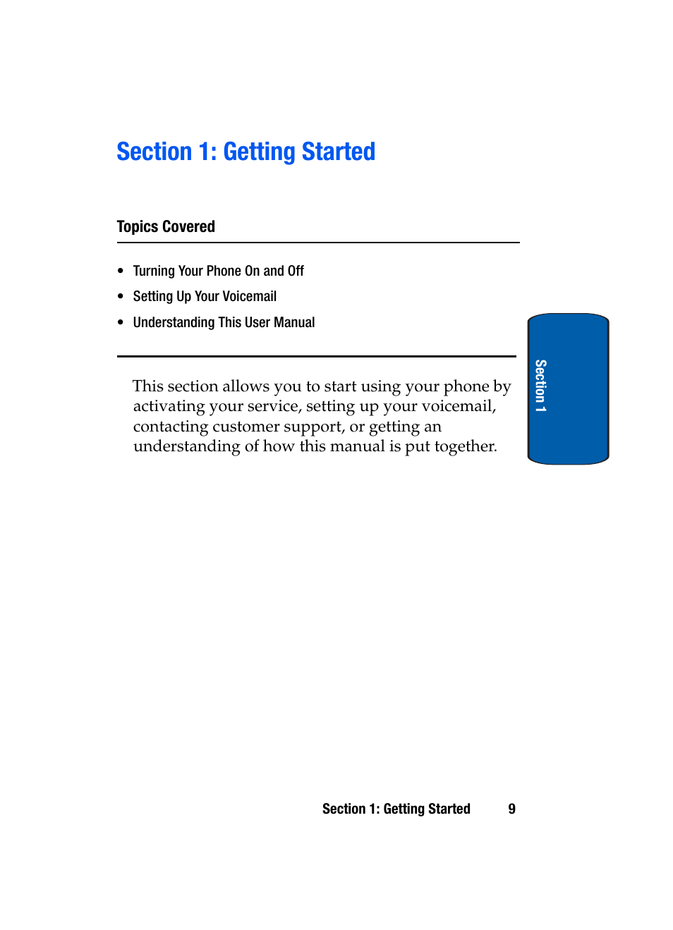 Section 1: getting started | Samsung SCH-A970ZSVXAR User Manual | Page 9 / 198