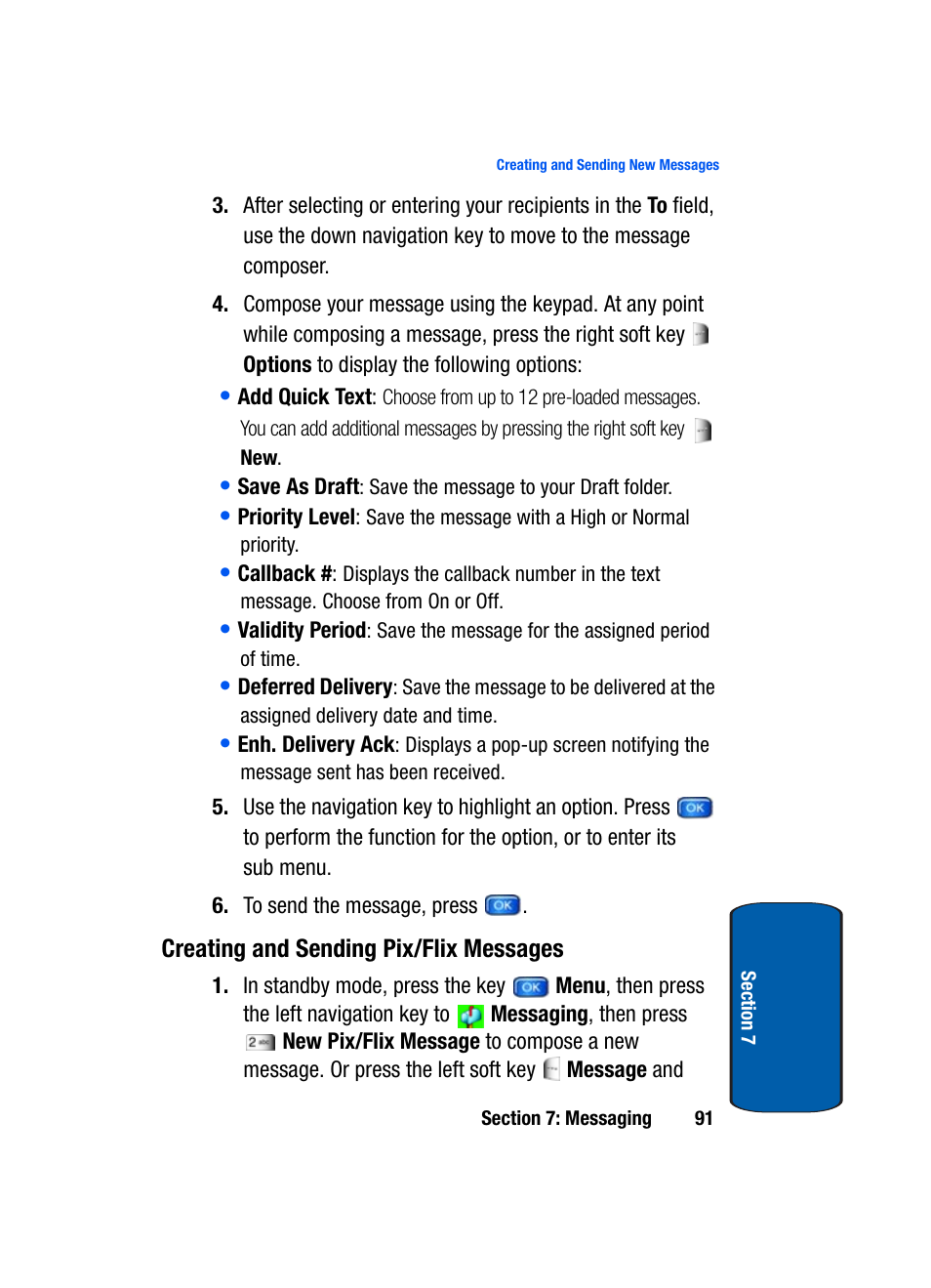 Creating and sending pix/flix messages | Samsung SCH-A970ZSVXAR User Manual | Page 91 / 198