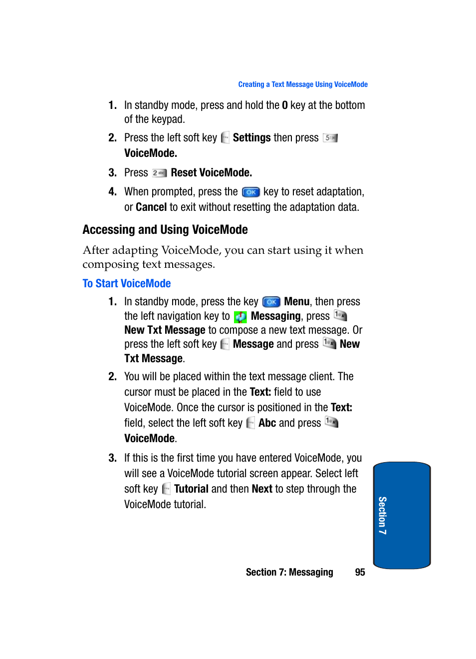 Accessing and using voicemode, To start voicemode | Samsung SCH-A970ZSVXAR User Manual | Page 95 / 198