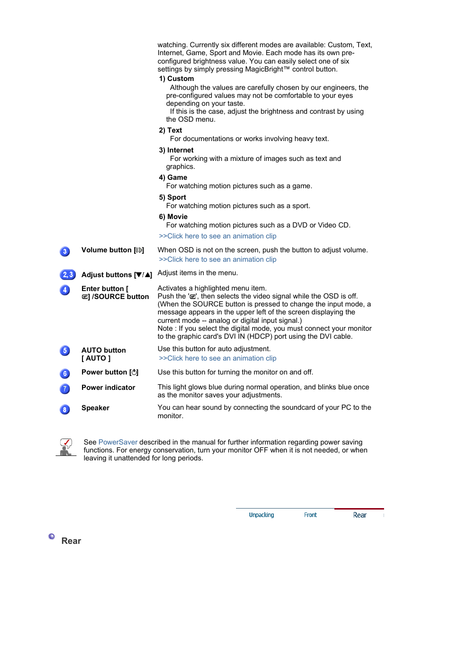 Rear | Samsung LS19WJBKBM-XAA User Manual | Page 14 / 48