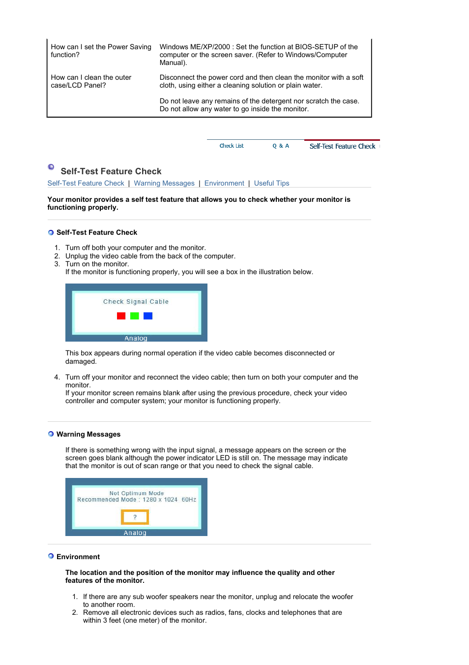 Self-test feature check, Specifications | Samsung LS19WJBKBM-XAA User Manual | Page 39 / 48