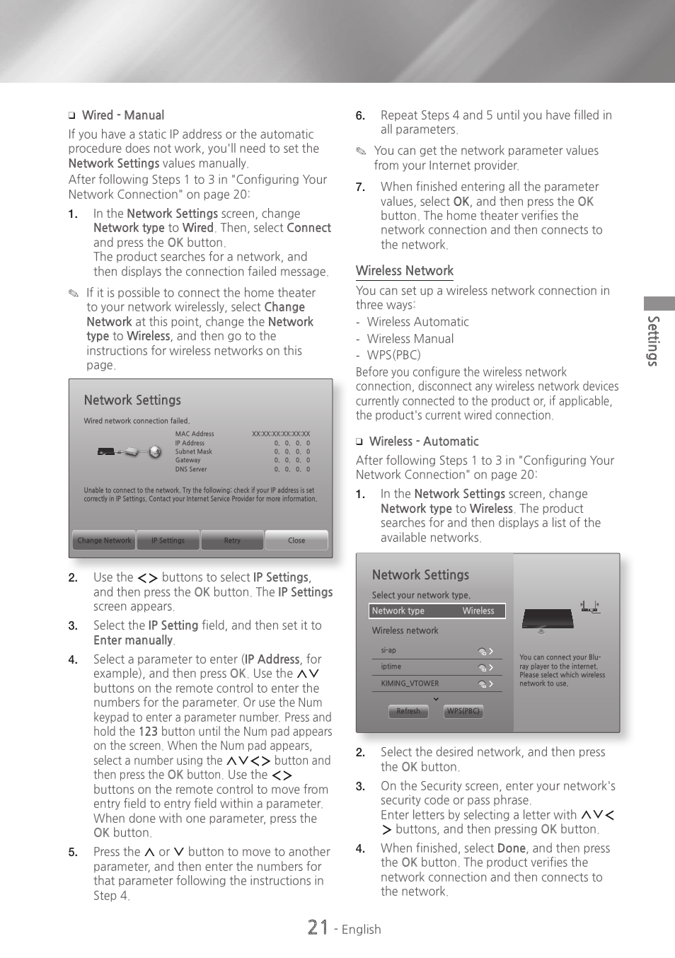 Settings | Samsung HT-H7730WM-ZA User Manual | Page 21 / 63