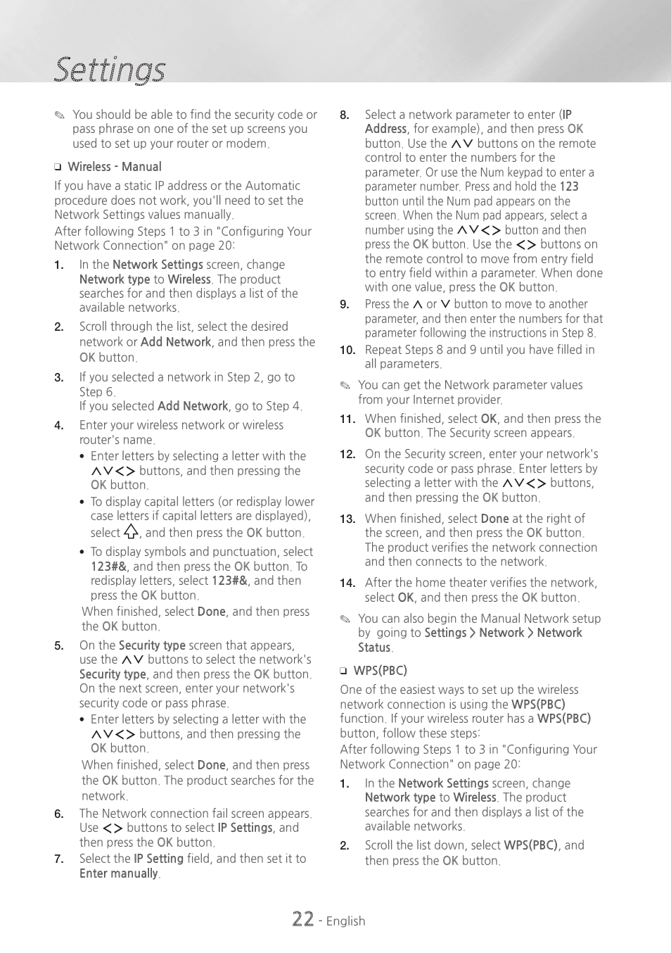 Settings | Samsung HT-H7730WM-ZA User Manual | Page 22 / 63