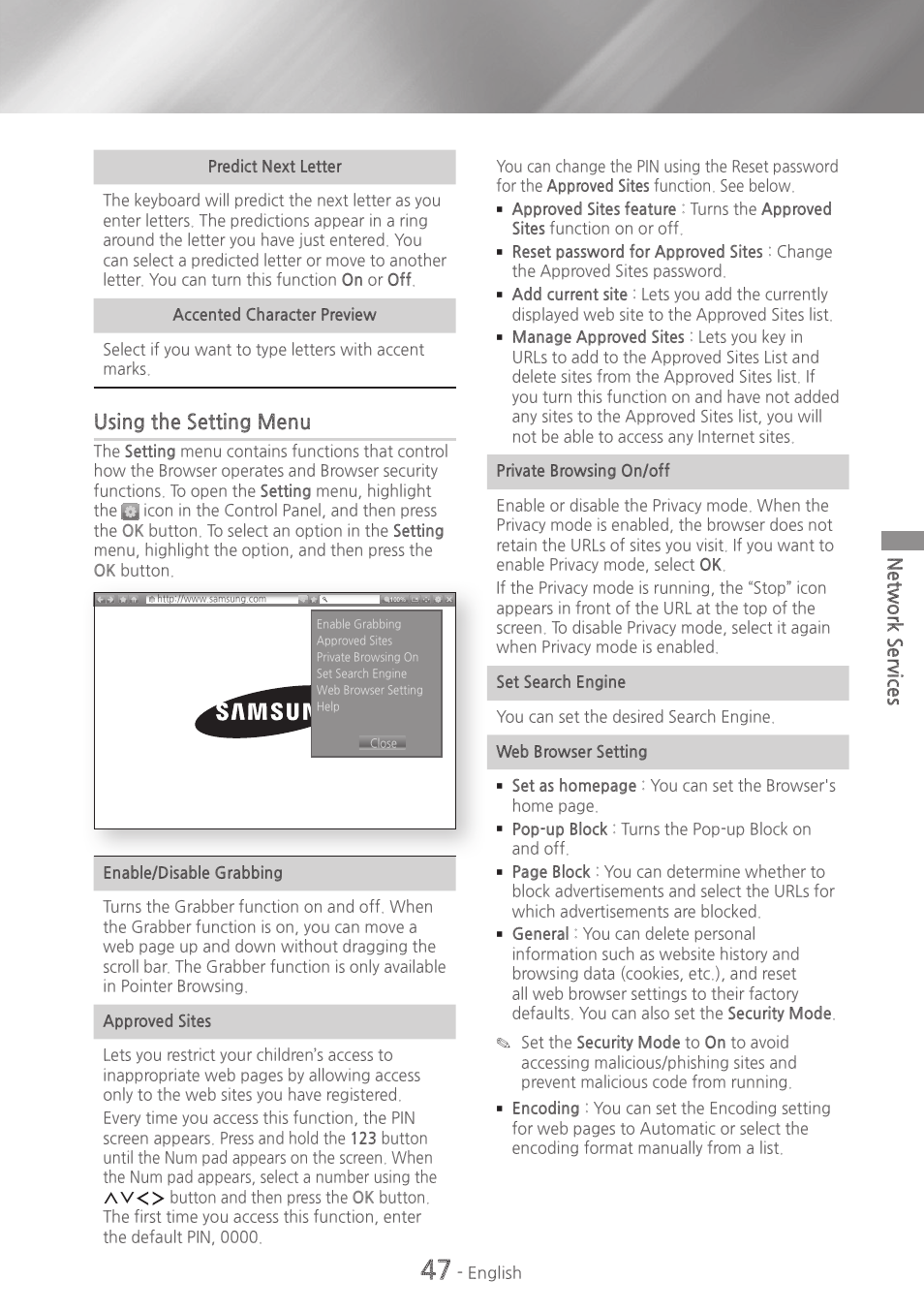 Using the setting menu | Samsung HT-H7730WM-ZA User Manual | Page 47 / 63