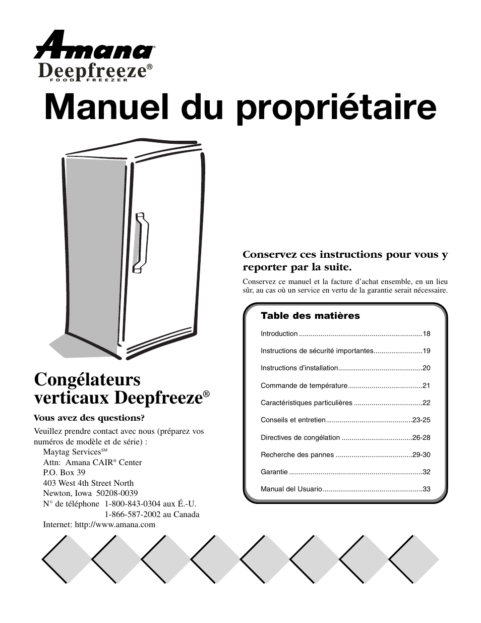 Manuel du propriétaire, Congélateurs verticaux deepfreeze | Amana 1-82034-002 User Manual | Page 17 / 48