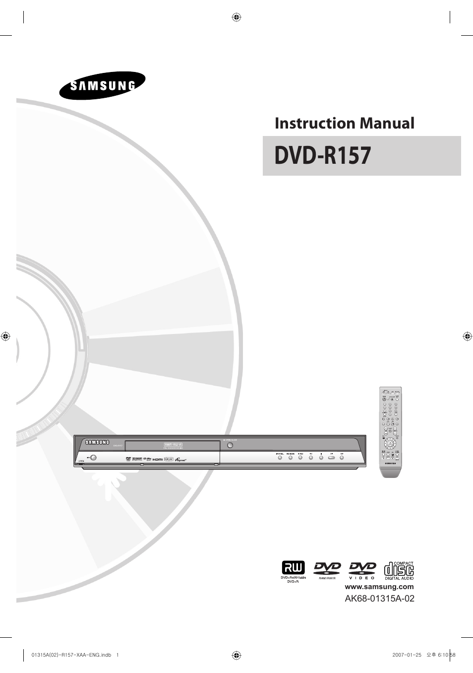 Samsung DVD-R157-XAA User Manual | 83 pages